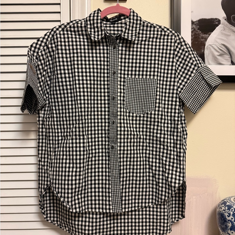 Madewell Plaid Short Sleeve Collared Shirt